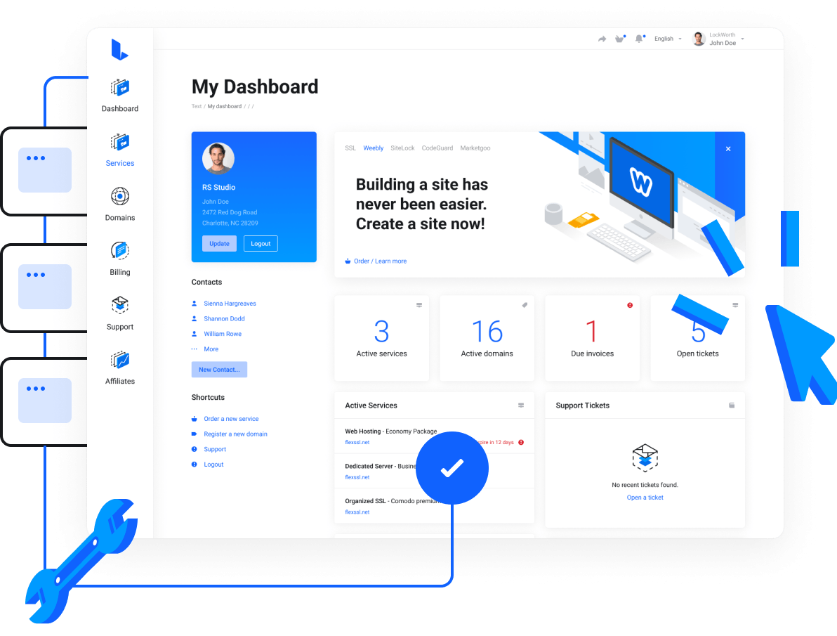 Shared Hosting - Super easy control panel to manage all your services