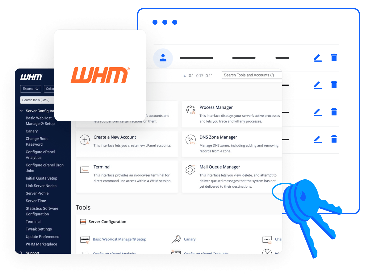 Control customer accounts via WHM control panel